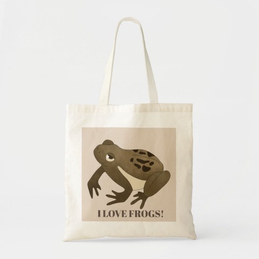 Schattigee vrouwen Ik hou van kikkers canvas tas (Voorkant)