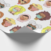 Schattigee vrouwen met gezichtsmaskers illustratie cadeaupapier (Hoek)