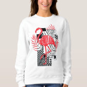 Schattigee Vrouwen Rode Flamingo Print Sweatshirt (Voorkant)