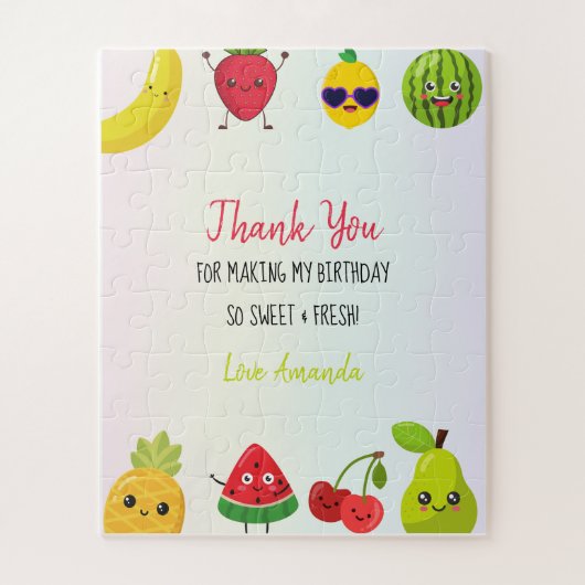 Schattigee vruchten Dank u eerste verjaardagsfeest Legpuzzel (Verticaal)