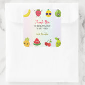 Schattigee vruchten Dank u verjaardagsfeest eerst Vierkante Sticker (Tas)