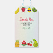 Schattigee vruchten Dank u Verjaardagsfeest Kinder Cadeaulabel (Achterkant)