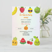 Schattigee vruchten eerste 1e verjaardagsfeestje kaart (Staand voorkant)