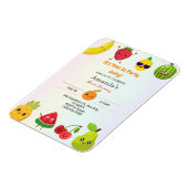 Schattigee vruchten eerste verjaardagsuitnodiging  magneet (Linkerzijde)