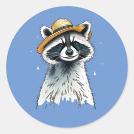 Schattigee vuilnisbak wasbeer ronde sticker