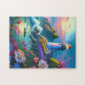 Schattigee vuurtoren liefhebbers strand legpuzzel (Horizontaal)