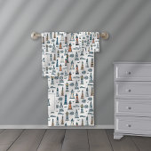 Schattigee Vuurtoren Naadloze Patroon Monogrammed Bad Handdoek