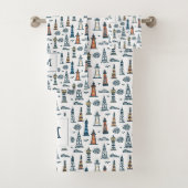 Schattigee Vuurtoren Naadloze Patroon Monogrammed Bad Handdoek (Insitu)