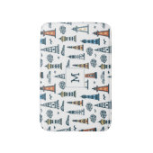 Schattigee Vuurtoren Naadloze Patroon Monogrammed Badmat (Voorkant Verticaal)