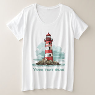 Schattigee vuurtoren tekst toevoegen grote maat t-shirt