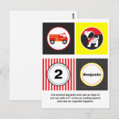 Schattigee Vuurwagen Cupcake Toppers Briefkaart (Voorkant / Achterkant)