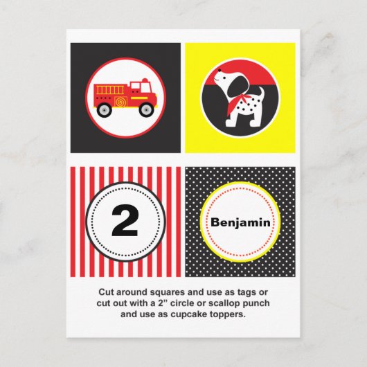Schattigee Vuurwagen Cupcake Toppers Briefkaart (Voorkant)