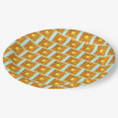 Schattigee wafel met boter en siroop papieren bordje (Gekanteld)