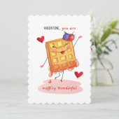 Schattigee wafelkarakter Valentijn Feestdagenkaart (Staand voorkant)