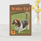 Schattigee Wake Up Verjaardag Kaart met Coffee & B (Gele Bloem)
