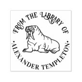 Schattigee Walrus Outline Ronde Bibliotheek Boek N Zelfinktende Stempel (Design)