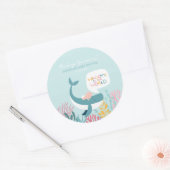 Schattigee walvis Baby shower Classic Ronde Sticke Ronde Sticker (Envelop)