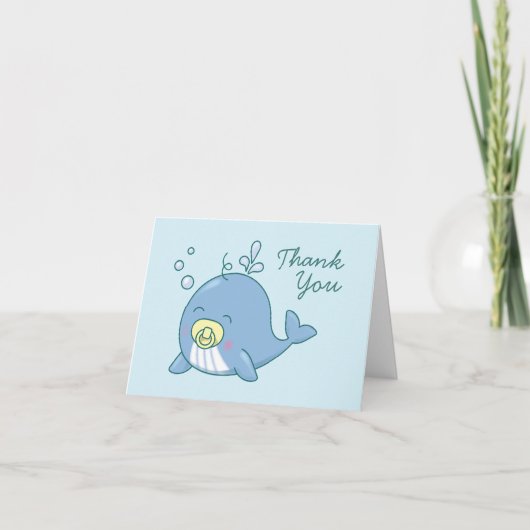 Schattigee walvis Baby shower Kawaii Bedankkaart (Voorkant)