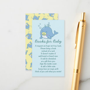 Schattigee Walvis Baby shower Kawaii Boeken voor B Informatiekaartje