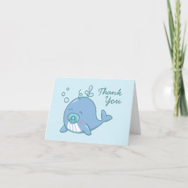 Schattigee walvis Baby shower Kawaii Boy Blue Beda Bedankkaart