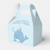 Schattigee walvis Baby shower Kawaii Boy Blue Bedankdoosjes (Achterkant)