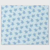 Schattigee walvis Baby shower Kawaii Boy Blue Cadeaupapier (Vlak)