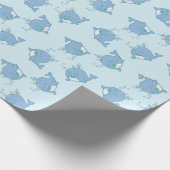 Schattigee walvis Baby shower Kawaii Boy Blue Cadeaupapier (Hoek)