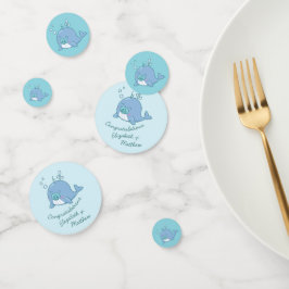 Schattigee walvis Baby shower Kawaii Boy Blue Confetti