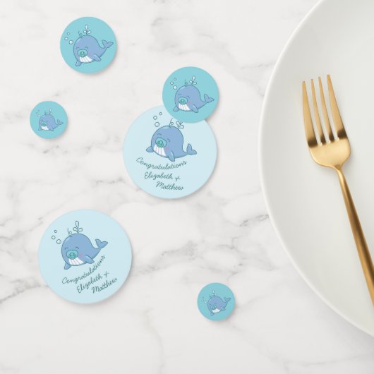 Schattigee walvis Baby shower Kawaii Boy Blue Confetti (Groep)