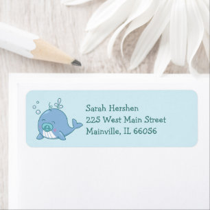Schattigee walvis Baby shower Kawaii Boy Blue Etiket