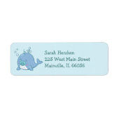 Schattigee walvis Baby shower Kawaii Boy Blue Etiket (Voorkant)