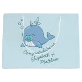 Schattigee walvis Baby shower Kawaii Boy Blue Groot Cadeauzakje (Voorkant)