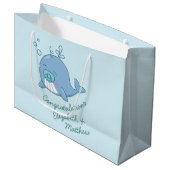 Schattigee walvis Baby shower Kawaii Boy Blue Groot Cadeauzakje (Voorkant Gekanteld)