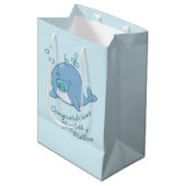 Schattigee walvis Baby shower Kawaii Boy Blue Medium Cadeauzakje (Voorkant Gekanteld)