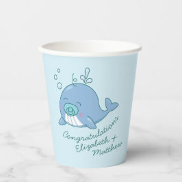 Schattigee walvis Baby shower Kawaii Boy Blue Papieren Bekers