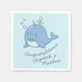 Schattigee walvis Baby shower Kawaii Boy Blue Servet