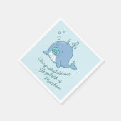Schattigee walvis Baby shower Kawaii Boy Blue Servet (Hoek)