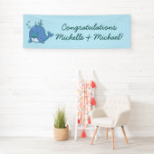 Schattigee walvis Baby shower Kawaii Boy Blue Spandoek (Insitu)