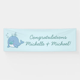 Schattigee walvis Baby shower Kawaii Boy Blue Spandoek