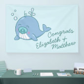 Schattigee walvis Baby shower Kawaii Boy Blue Spandoek (Beurs)