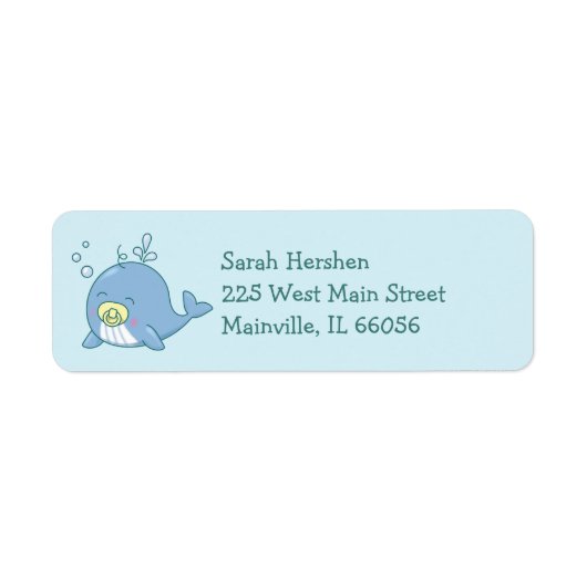 Schattigee walvis Baby shower Kawaii Etiket (Voorkant)