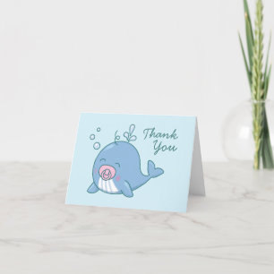 Schattigee Walvis Baby shower Kawaii Girl Pink Bedankkaart