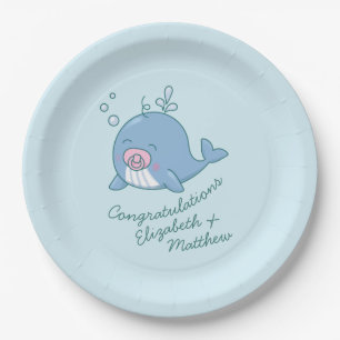 Schattigee Walvis Baby shower Kawaii Girl Pink Papieren Bordje