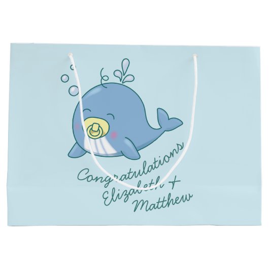 Schattigee walvis Baby shower Kawaii Groot Cadeauzakje (Achterkant)