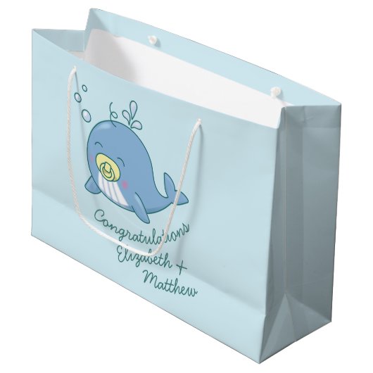 Schattigee walvis Baby shower Kawaii Groot Cadeauzakje (Voorkant Gekanteld)