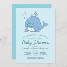 Schattigee walvis Baby shower Kawaii Invitation Bo