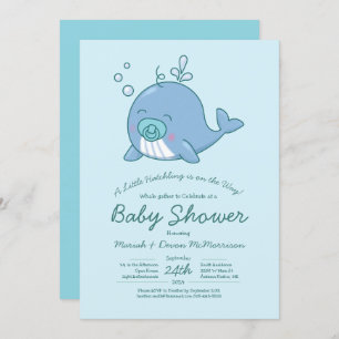 Schattigee walvis Baby shower Kawaii Invitation Bo Kaart