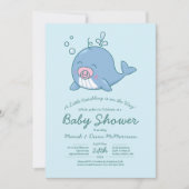 Schattigee Walvis Baby shower Kawaii Invitation Gi Kaart (Voorkant)