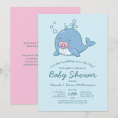 Schattigee Walvis Baby shower Kawaii Invitation Gi Kaart (Voorkant / Achterkant)