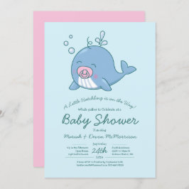 Schattigee Walvis Baby shower Kawaii Invitation Gi Kaart